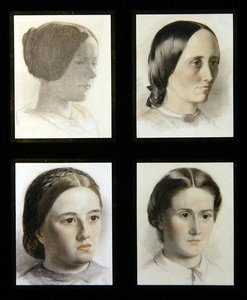 Fiatal hölgyek portréi, 1830 körül (piros-fehér kréták papíron) alkotó: English School