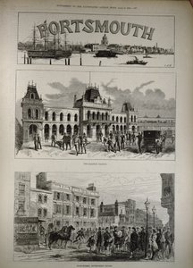 Portsmouth: The Railway Station and the High Street, Government House, The Illustrated London News, 1882. április 8. alkotó: English School