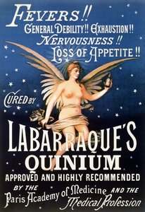 Labarraques Quinium reklámplakát, kinines gyógyszer lázra, általános legyengülésre, kimerültségre, idegességre, étvágytalanságra, 1889