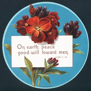 Primula, karácsonyi üdvözlőlap (chromolitho) alkotó: English School