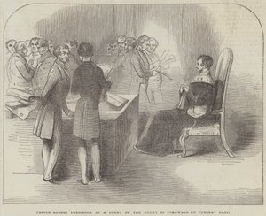 Albert herceg elnökölt a Cornwalli Hercegség udvarában kedden (metszet) alkotó: English School