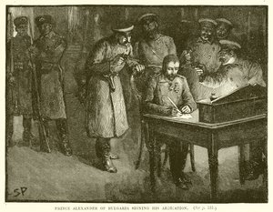 Sándor bolgár herceg aláírja lemondását alkotó: English School
