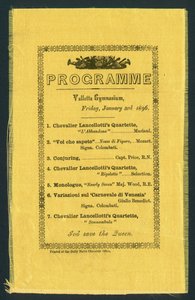 A Vallettai Gimnázium programja, 1896. január 3. (nyomtatás) alkotó: English School
