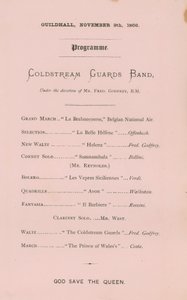 A londoni Guildhallban tartott bankett programja 1866. november 9-én alkotó: English School