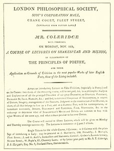 Coleridge 1808-as előadásainak programja alkotó: English School
