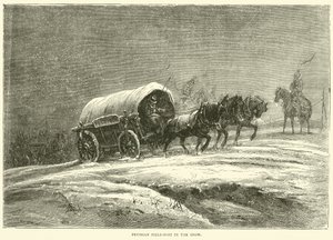 Porosz tereposzlop a hóban, 1870. október alkotó: English School