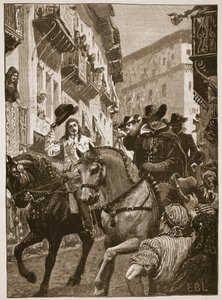Károly herceg nyilvános fogadása Madridban, illusztráció a Cassell Illustrated History of Englandből (szépia fotó) alkotó: English School