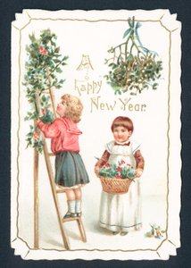 Díszek felhelyezése, újévi kártya alkotó: English School