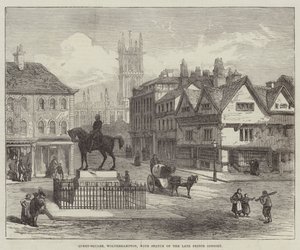 Queen-Square, Wolverhampton, a néhai Prince Consort szobrával (metszet) alkotó: English School