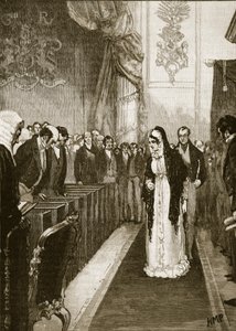 Caroline királynő belép a Lordok Házába, illusztráció a Cassells Illustrated History of Englandből (szépia fotó) alkotó: English School