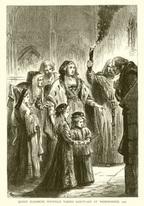 Erzsébet Wydville királynő elfoglalja a szentélyt Westminsterben, 1471 alkotó: English School