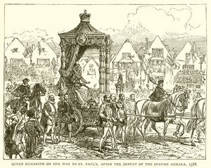 Erzsébet királynő útban St. Pauls felé, a spanyol armada veresége után, 1588 alkotó: English School