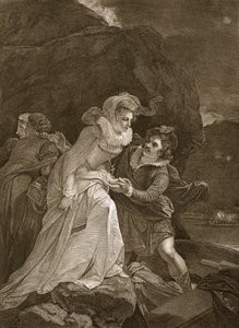 Mária királynő a Loch Leven kastélyból menekül, David Humes illusztrációja Anglia története, kocsma. R. Bowyer, London, 1812 alkotó: English School