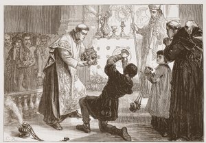Radziwills Miracle: egy színlelt démoni gyógyítása, illusztráció: James Aitken Wylie (1808-1890) A protestantizmus története című könyvéből, pub. 1878 alkotó: English School