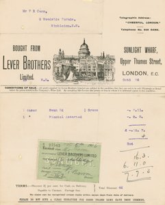 Nyugta a Lever Brothers Limited számára alkotó: English School