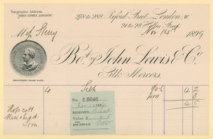 Nyugta a John Lewis & Co.-tól, 1896. november 14 alkotó: English School