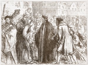 John Huss fogadása Nürnbergben, illusztráció: James Aitken Wylie (1808-1890) A protestantizmus története című könyvéből, pub. 1878 alkotó: English School