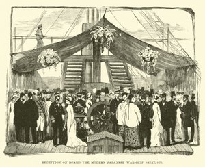 Fogadás a modern japán Seiki hadihajó fedélzetén, 1878 alkotó: English School