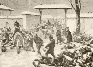 Halottak helyreállítása Plevna, Bulgária 1877-es ostroma után (litho) alkotó: English School