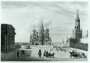 Vörös tér, Moszkva, Robert Lyall: Az oroszok jelleme és Moszkva részletes története, 1823. alkotó: English School