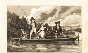 Regency urak és hölgyek horgásznak a Temze egyik pontján alkotó: English School