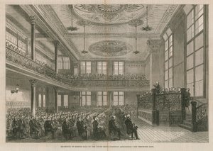 A londoni Exeter Hall újranyitása a Young Mens Christian Association által alkotó: English School