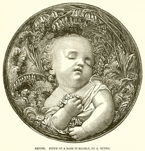 Pihenés. Tanulmány egy márványból faragott kisbabáról, A. Munro (metszet) alkotó: English School