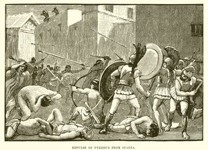 Pyrrhus visszaszorítása Spártából alkotó: English School