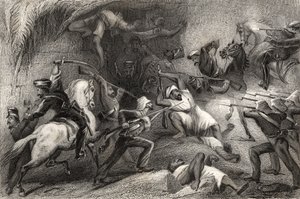 Egy bevetés visszaverése Delhiből, az 1858-ban megjelent „The History of the Indian Mutiny” c. alkotó: English School