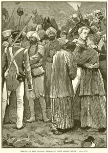 A brit foglyok megmentése Akbar Khanból alkotó: English School