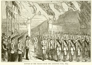 A csapatok visszatérése az Ashantee háborúból, 1874 alkotó: English School