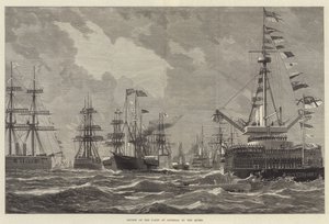 A királynő áttekintése a Spithead-i flottáról (metszet) alkotó: English School