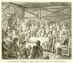 1848 forradalmi veszélyei. Az eskü letétele egy titkos társaságban alkotó: English School