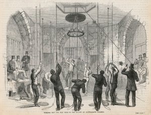 Az óév kicsöngetése a Cripplegate templom haranglábjában alkotó: English School