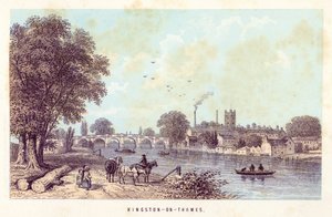 Temze folyó: Kingston-on-Thames (színes metszet) alkotó: English School