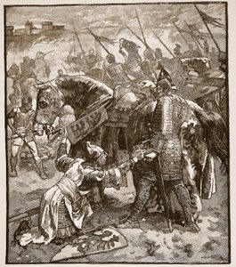 Robert bocsánatot kér apjától, illusztráció a Cassells Illustrated History of England-ből (szépia fotó) alkotó: English School