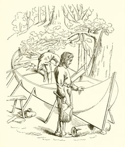 Robinson Crusoe építi a csónakját alkotó: English School