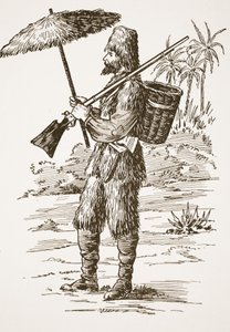 Robinson Crusoe, illusztráció a The Story of Robinson Crusoe-ból: Adaptáció gyerekeknek Defoes nyelvét követve, pub. Griffith Farran Browne & Co. Limited, London alkotó: English School
