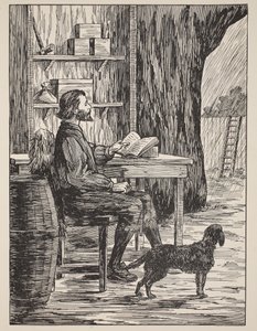 Robinson Crusoe a barlangjában, illusztráció a The Story of Robinson Crusoe-ból: Adaptáció gyerekeknek Defoes nyelvét követve, pub. Griffith Farran Browne & Co. Limited, London alkotó: English School