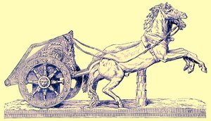Római versenyszekér, illusztráció a Cassells Illustrated Universal History-ból, Edward Olliertől, 1890-ben (digitálisan javított kép) alkotó: English School