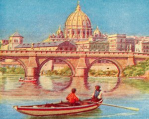 Róma, Szent Péter a Tiberis felől (színes litográfia) alkotó: English School