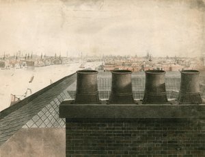 Tetőtéri kilátás Londonra és a Temzére alkotó: English School