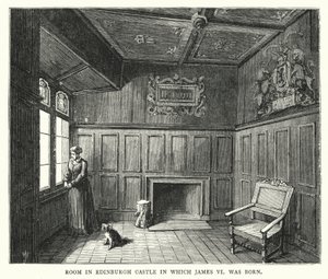 Szoba az Edinburgh-i kastélyban, amelyben VI. Jakab született (metszet) alkotó: English School