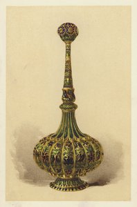 Rózsavizes palack, vagy locsoló, ezüst aranyozott és zománcozott (chromolitho) alkotó: English School