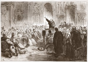 Roussel prédikál a Louvre-ban, illusztráció: James Aitken Wylie (1808-1890) A protestantizmus története című könyvéből, pub. 1878 alkotó: English School