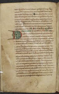Királyi 13. A.XI, f.59vInitial D.De temporum ratione.Bede a Tiszteletreméltó A számítástechnikával és csillagászattal foglalkozó művek különféle művei.XI. század-XII. alkotó: English School
