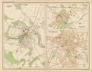 Királyi atlasz, c 1900: Buxton; Warwick; Cheltenham (színes litó) alkotó: English School