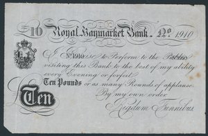 Royal Haymarket Bank, vicc színházi bankjegy alkotó: English School