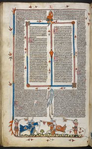 Royal MS 10 iv f.065v Knights Jousting szélső díszítéssel, illusztráció a "Smithfield Decretals"-ból (vellum) alkotó: English School