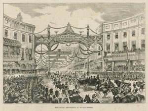 Királyi körmenet a Regent Streeten alkotó: English School
